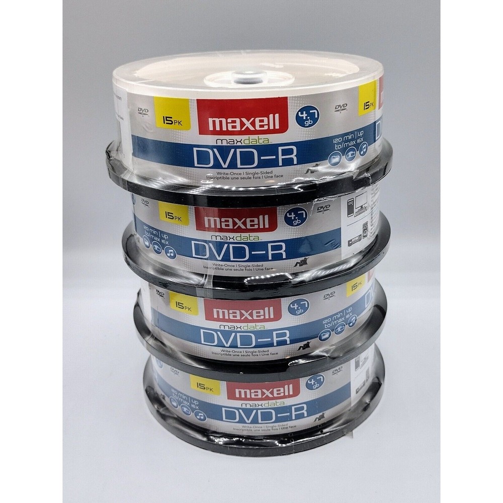 Maxell DVD-R  Bundle/ Max Data / 4.7 GB / 120 Mins / 60 Discs / 4 Spindle Packs